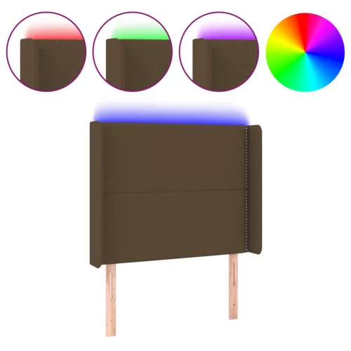 Sötétbarna szövet LED-es fejtámla 103x16x118/128 cm