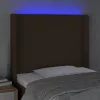 Sötétbarna szövet LED-es fejtámla 103x16x118/128 cm