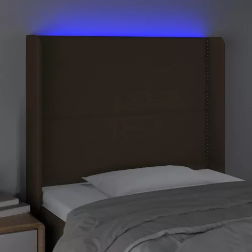 Sötétbarna szövet LED-es fejtámla 103x16x118/128 cm