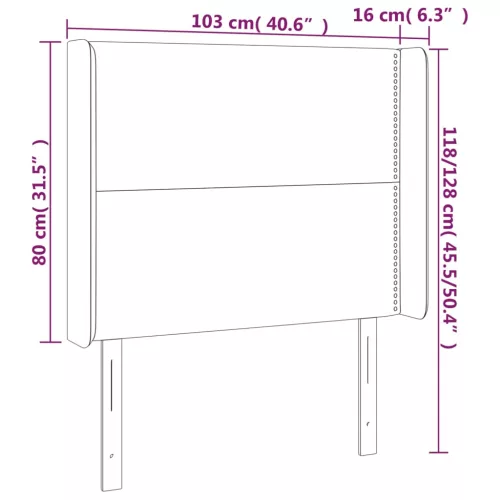 Sötétbarna szövet LED-es fejtámla 103x16x118/128 cm