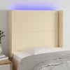Krémszínű szövet LED-es fejtámla 103x16x118/128 cm