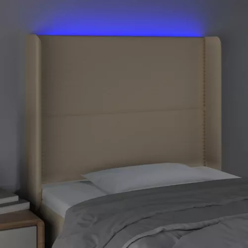 Krémszínű szövet LED-es fejtámla 103x16x118/128 cm