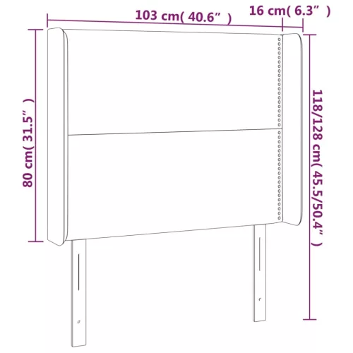 Krémszínű szövet LED-es fejtámla 103x16x118/128 cm