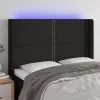 Fekete szövet LED-es fejtámla 147x16x118/128 cm