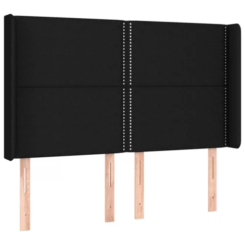 Fekete szövet LED-es fejtámla 147x16x118/128 cm