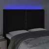 Fekete szövet LED-es fejtámla 147x16x118/128 cm
