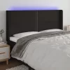 Fekete szövet LED-es fejtámla 203x16x118/128 cm