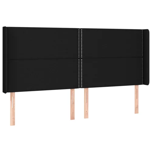 Fekete szövet LED-es fejtámla 203x16x118/128 cm
