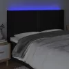 Fekete szövet LED-es fejtámla 203x16x118/128 cm