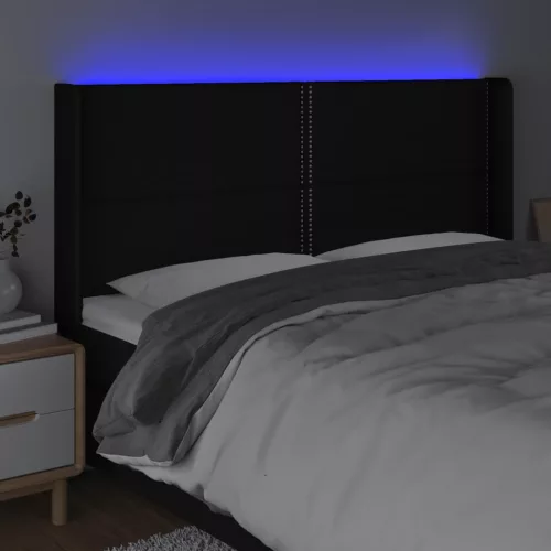 Fekete szövet LED-es fejtámla 203x16x118/128 cm