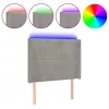 Világosszürke bársony LED-es fejtámla 83x16x118/128 cm