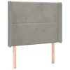Világosszürke bársony LED-es fejtámla 83x16x118/128 cm