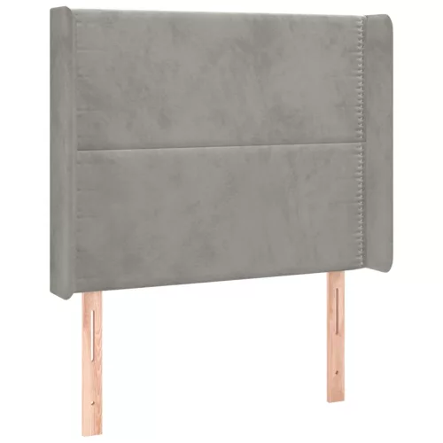 Világosszürke bársony LED-es fejtámla 83x16x118/128 cm