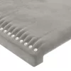 Világosszürke bársony LED-es fejtámla 83x16x118/128 cm
