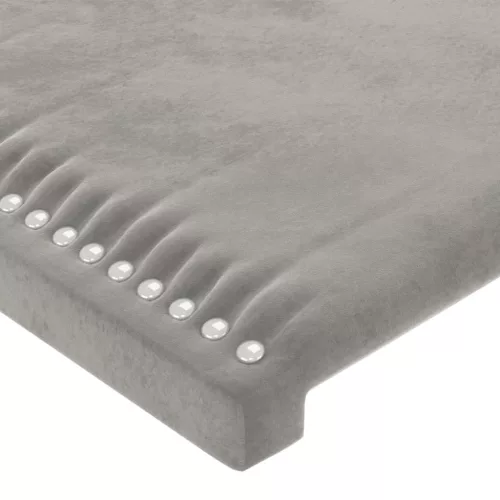 Világosszürke bársony LED-es fejtámla 83x16x118/128 cm