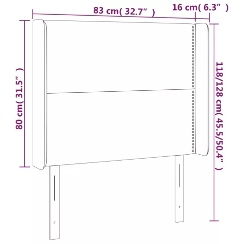Világosszürke bársony LED-es fejtámla 83x16x118/128 cm