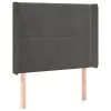 Sötétszürke bársony LED-es fejtámla 93x16x118/128 cm