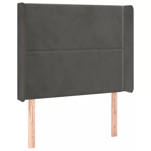 Sötétszürke bársony LED-es fejtámla 93x16x118/128 cm