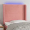 Rózsaszín bársony LED-es fejtámla 93x16x118/128 cm