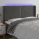 Sötétszürke bársony LED-es fejtámla 203x16x118/128 cm
