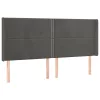 Sötétszürke bársony LED-es fejtámla 203x16x118/128 cm