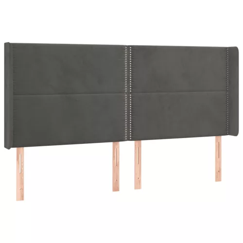 Sötétszürke bársony LED-es fejtámla 203x16x118/128 cm