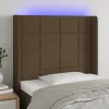 Sötétbarna szövet LED-es fejtámla 83x16x118/128 cm