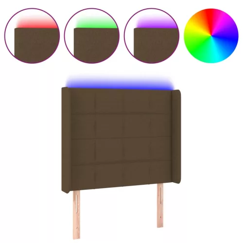 Sötétbarna szövet LED-es fejtámla 83x16x118/128 cm