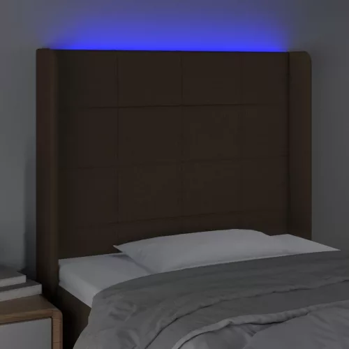 Sötétbarna szövet LED-es fejtámla 83x16x118/128 cm