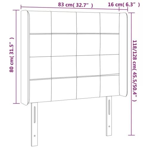 Sötétbarna szövet LED-es fejtámla 83x16x118/128 cm