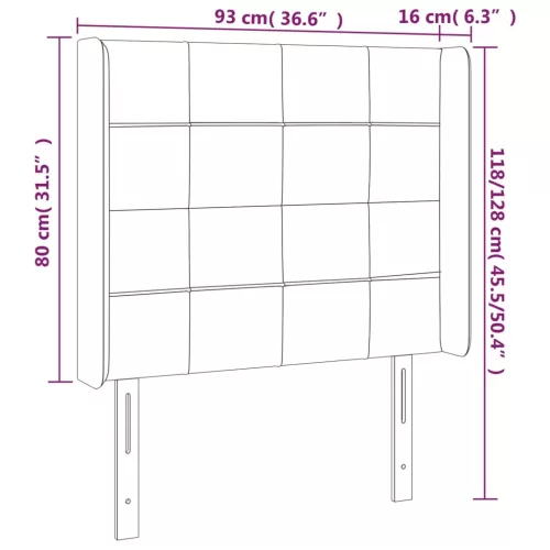 Sötétbarna szövet LED-es fejtámla 93x16x118/128 cm