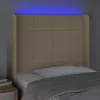 Krémszínű szövet LED-es fejtámla 103x16x118/128 cm