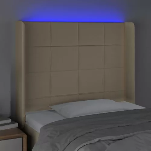 Krémszínű szövet LED-es fejtámla 103x16x118/128 cm