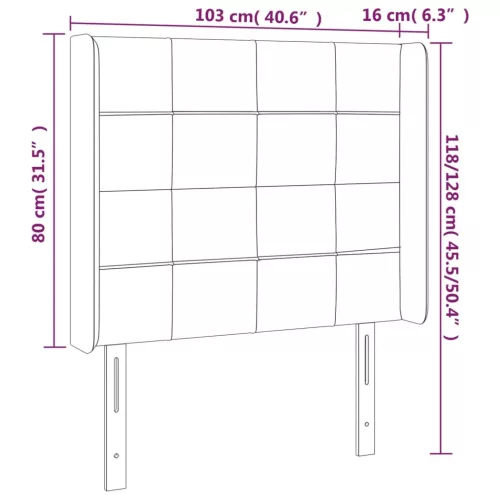 Krémszínű szövet LED-es fejtámla 103x16x118/128 cm