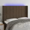 Sötétbarna szövet LED-es fejtámla 147x16x118/128 cm