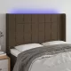 Sötétbarna szövet LED-es fejtámla 147x16x118/128 cm