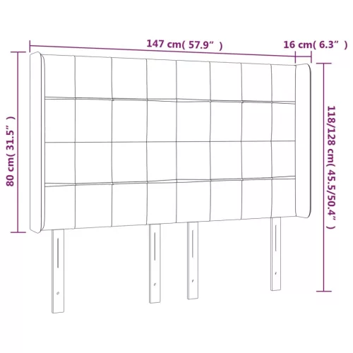 Sötétbarna szövet LED-es fejtámla 147x16x118/128 cm