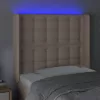 Cappuccino műbőr LED-es fejtámla 103x16x118/128 cm