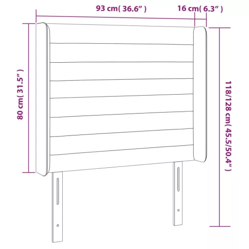 Tópszínű szövet LED-es fejtámla 93x16x118/128 cm