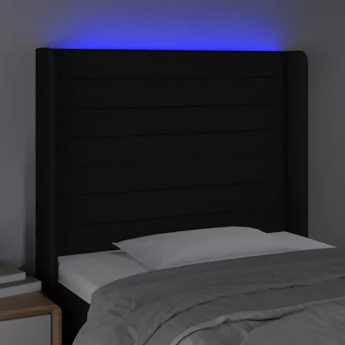 Fekete szövet LED-es fejtámla 103x16x118/128 cm