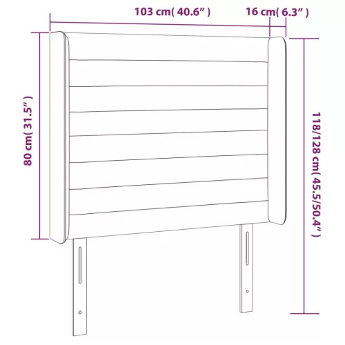 Fekete szövet LED-es fejtámla 103x16x118/128 cm