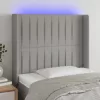 Világosszürke szövet LED-es fejtámla 83x16x118/128 cm