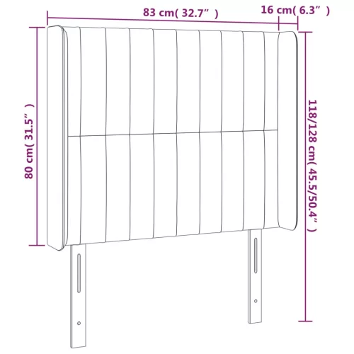 Világosszürke szövet LED-es fejtámla 83x16x118/128 cm