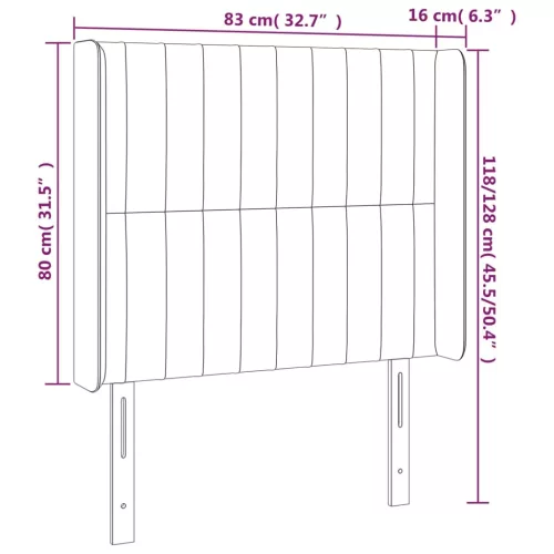 Krémszínű szövet LED-es fejtámla 83x16x118/128 cm