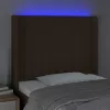 Sötétbarna szövet LED-es fejtámla 93x16x118/128 cm
