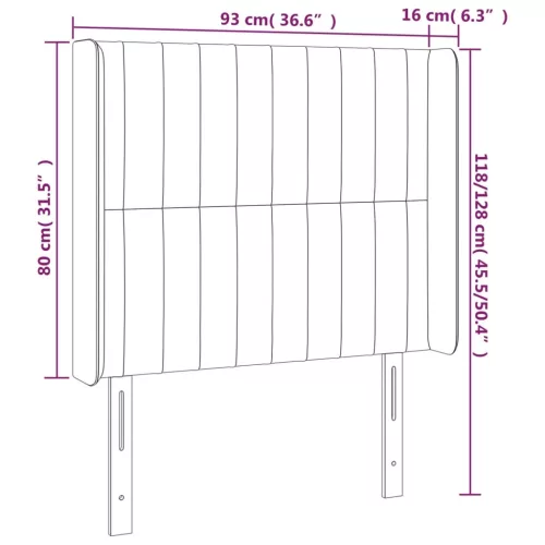 Sötétbarna szövet LED-es fejtámla 93x16x118/128 cm