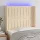 Krémszínű szövet LED-es fejtámla 93x16x118/128 cm