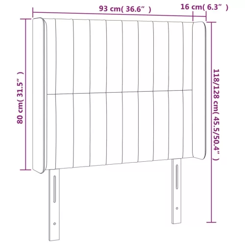 Krémszínű szövet LED-es fejtámla 93x16x118/128 cm