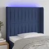 Kék szövet LED-es fejtámla 93x16x118/128 cm