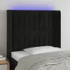 Fekete bársony LED-es fejtámla 83x16x118/128 cm